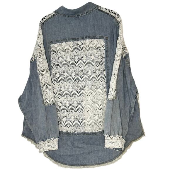 POL - Sonoma White Crochet Denim Jacket - Size Small - Picture 5 of 5